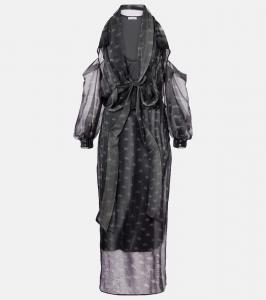 Прозрачное миди-платье из джерси с драпировкой и принтом Acne Studios, Grey