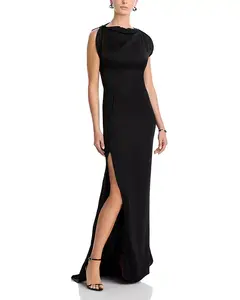 Платье без рукавов с драпировкой Victoria Beckham, черный