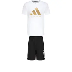 Adidas Мужской комплект для таэквондо Casual Sportswear белый золотой футболка с коротким рукавом + черные шорты