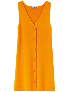 Трикотажное платье мини с V-образным вырезом JIL SANDER, оранжевый