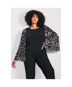 Женская сетчатая блузка Mylo с рукавами-колоколами AVENUE, Animal instinct