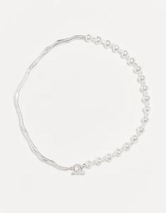 Винтажное ожерелье-цепочка унисекс из серебра с жемчугом Reclaimed Vintage