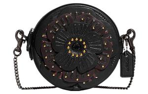 Сумка через плечо Coach черная мини женская для загара в перчатках