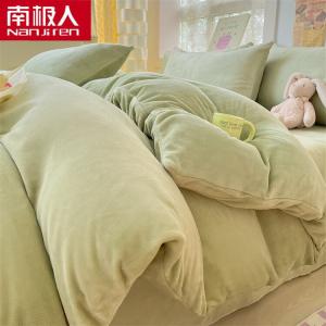 Antarctic Комплект постельного белья из 4 предметов (простыня 200 см, пододеяльник 220х240 см), утолщенный молочный вельвет, цвет Dulug