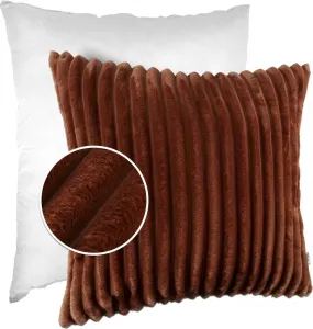 Декоративная подушка LILLI BIG CORD велюровая на молнии 60x60 см, однотонная, цвет UNI медный. Диванная подушка, простая в уходе.