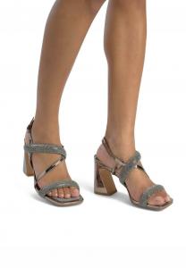 Босоножки на высоком каблуке CON ANCHO DE CON PUNTERA Y CIERRE CON HEBILLA - Sandals Alma en Pena, металлик серый