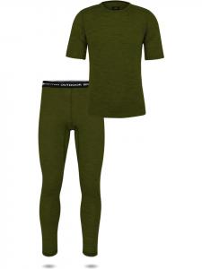 Мужской комплект из мериносовой шерсти, футболка и нижнее белье зеленого цвета Normani Outdoor Sports