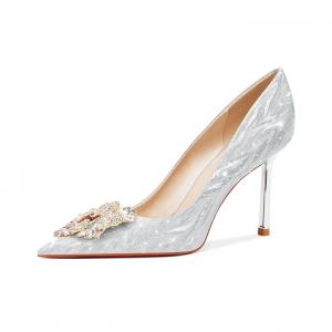 Yang Nianhua Серебряные лодочки на шпильке 8 см, цвет Silver 8cm