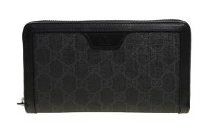 GUCCI Кожаный кошелек с покрытием из ткани Унисекс Черный Серый