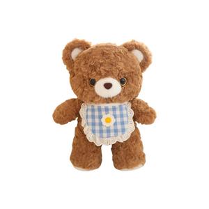 Милый и очаровательный мягкий медвежонок с кружевным клетчатым слюнявчиком, плюшевая кукла животное, высота 25см/35см KUKADI