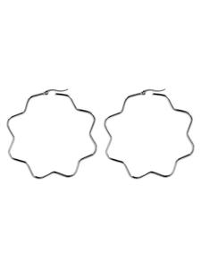 Adeliás Женские серьги - Серьги-кольца в форме цветка из нержавеющей стали, серебристого цвета