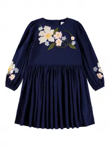 Платье с длинными рукавами и цветочной вышивкой Molo, синий