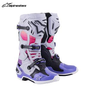 ALPINESTARS PROTECTS Мотоциклетные ботинки Xingyueyezhuanbo, T10 trail антипадение гоночные, экипировка райдера, гоночная обувь, всесезонные для мужчин, 9243 лимитированная серия фиолетовый и белый, размер 47