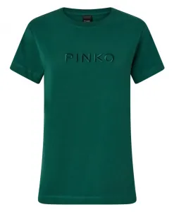 Хлопковая футболка с вышитым логотипом Pinko, зеленый