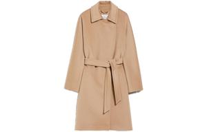 MaxMara Пальто из чистой шерсти с завязкой на талии, Camel
