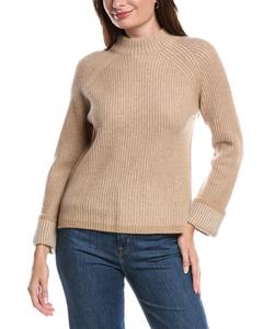 Кашемировый свитер с косичкой и воротником-воронкой Forte Cashmere, коричневый