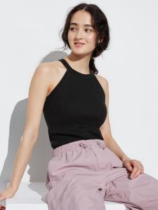 Топ с бретельками на шее Uniqlo, черный