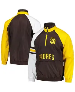 Мужская коричнево-золотая толстовка San Diego Padres Elite Raglan Half-Zip с регланными рукавами и полузастежкой-молнией Starter
