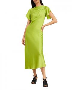 Платье HOBBS LONDON Limited с тремировыми рукавами и развевающимися рукавами, зеленый