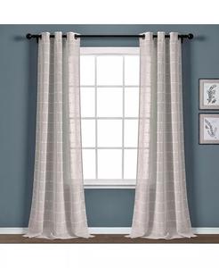 Прозрачные оконные занавески с текстурированной люверсом в фермерском доме Lush Decor, серый