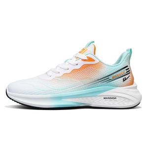 Легкие, амортизирующие, низкие кроссовки для бега для мужчин WARRIOR, White Green Orange