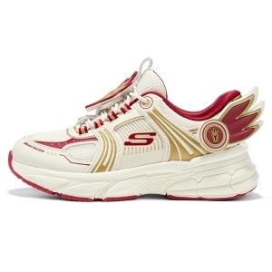 Skechers Скользоустойчивые противоударные износостойкие легкие амортизирующие низкие детские кроссовки White/Red