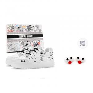 SESAME STREET Унисекс белые платформенные скейтерские кроссовки с противоскользящей подошвой, устойчивые к истиранию, легкие, увеличивающие рост, с застежкой-пряжкой