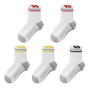 Набор унисекс носков Crew Jeep, белый желтый+белый желтый+белый черный+белый красный+белый красный[5 pack]