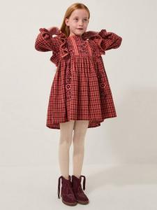 Детское платье с длинными рукавами из хлопка в цветочек Monsoon, Brown