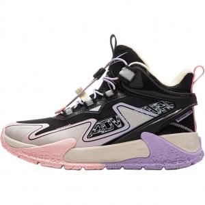 Детские кроссовки для улицы, противоскользящие, с амортизацией и поддержкой отскока, среднего размера, для подростков LINING YOUNG, черный/серый