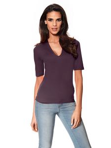 Рубашка с короткими рукавами сливового цвета Heine