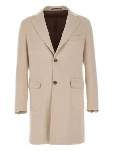 Шерстяное пальто с заостренными лацканами Barba, нейтральный