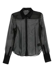 Рубашка с панелями из полупрозрачной ткани David Koma, черный