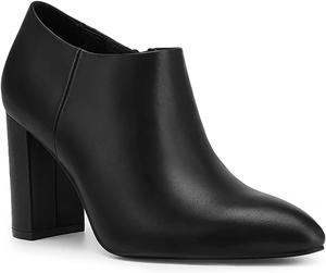 Женские ботильоны FOWT с низким вырезом, на щиколотку, в трех оттенках, короткие ботинки с закрытым носком, туфли-лодочки на высоком широком каблуке, кожаная внутренность, на молнии для работы, повседневной носки и поездок, размеры 4-16 США, Black