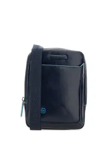 Кожаная сумка-мессенджер на молнии PIQUADRO, синий