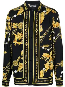 Рубашка с длинными рукавами и узором Baroque Versace Jeans Couture, черный