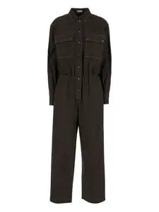 Комбинезон с застежкой на пуговицы и карманами Brunello Cucinelli, коричневый