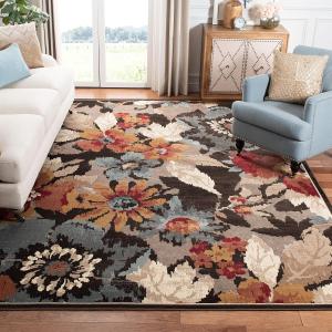 Ковер SAFAVIEH, 244 x 341 см, Paradise Collection, Dark Brown, цветочный вискозный дизайн, идеален для помещений с высокой проходимостью в гостиной, спальне (PAR148-330)