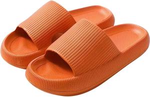 Тапочки-подушки Baimiu для женщин и мужчин, нескользящие, быстросохнущие, с поддержкой свода стопы, мягкие шлепанцы на подушке, домашние и для душа, удобные шлепанцы для дома и улицы, унисекс, оранжевый