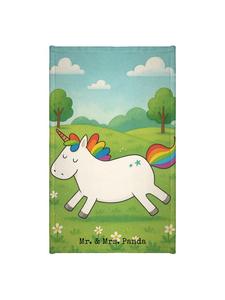 Mr. & Mrs. Panda Полотенце с изображением единорога и надписью "Счастливый" (белый)