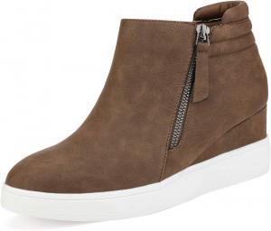 Женские сникерсы на платформе и танкетке DREAM PAIRS, ботильоны, Brown