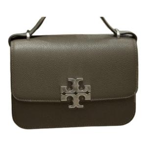 TORY BURCH Элеанор Текстурированная Кожаная Портфельная Сумка Через Плечо Маленькая Женская Тёмно-Коричневая