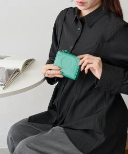 Toleur/Кожаный мини-кошелек на молнии с точечным рисунком, 12025, цвет Eme