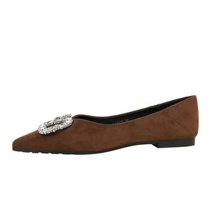 QITUMAUL Женские повседневные туфли на низком каблуке тёмно-коричневые, цвет Dark Brown[Heel Height 1cm]