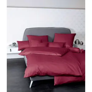 Постельное белье Janine «Colors 31001», (2 шт.), сатиновое качество Mako, изготовлено из 100% хлопка, постельное белье и наволочки на молнии, не требуют особого ухода, тонкая нить, сертифицирован MADE IN GREEN, цвет bordeaux