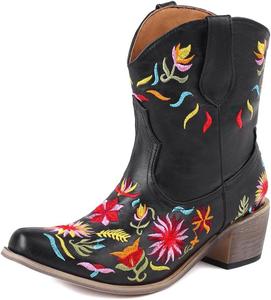 Женские западные ботинки MRKEWUNEY, 32 Black