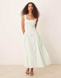 Платье макси ASOS DESIGN Prairie с квадратным вырезом и заниженной талией в мятном клеточку