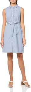 Женское мини-платье-рубашка Tommy Hilfiger без рукавов с воротником, пуговицами спереди и завязкой на талии, Marina Blue/Bright White