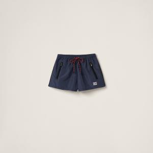 Шорты из технической ткани MIU MIU, темно-синий