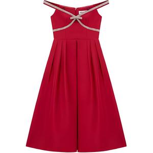 Платье миди с бантом Self-portrait, Бордовое